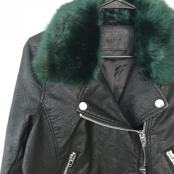 Blank NYC Jackets & Blazers - NWT BLANK NYC Moto Jacket with Green Fur Collar
